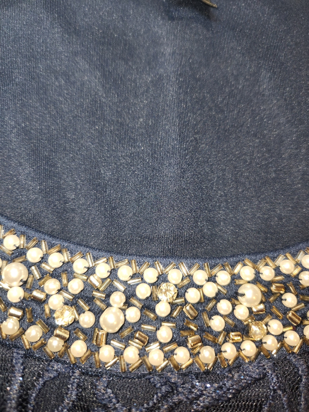 R&M Richards Navy Beaded Scoop Neck Lace Camisole 20W - Picture 6 of 9